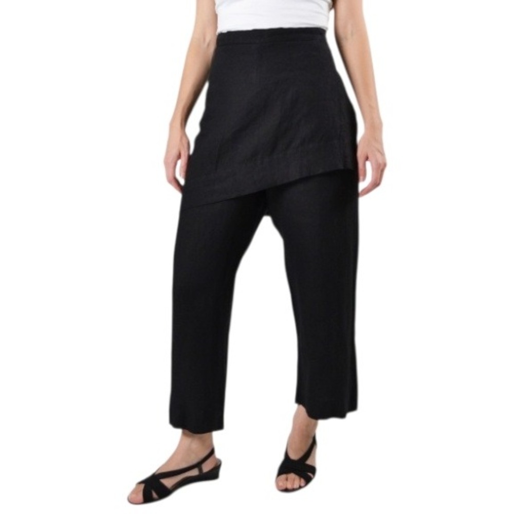 bryn Walker Black Asymmetrical Cropped Layered Pants